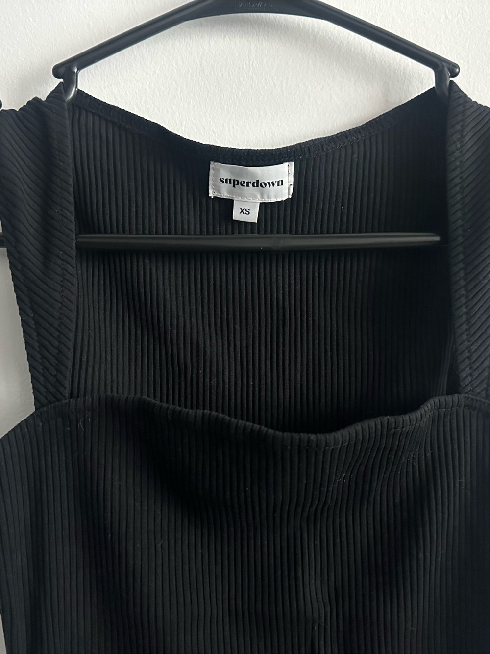 superdown Black Ribbed Square-Neck Tank - Picture 5 of 5